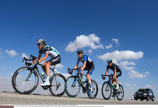 Martin Velits leads the breakaway under the hot sun in the 2013 Tour of Qatar
