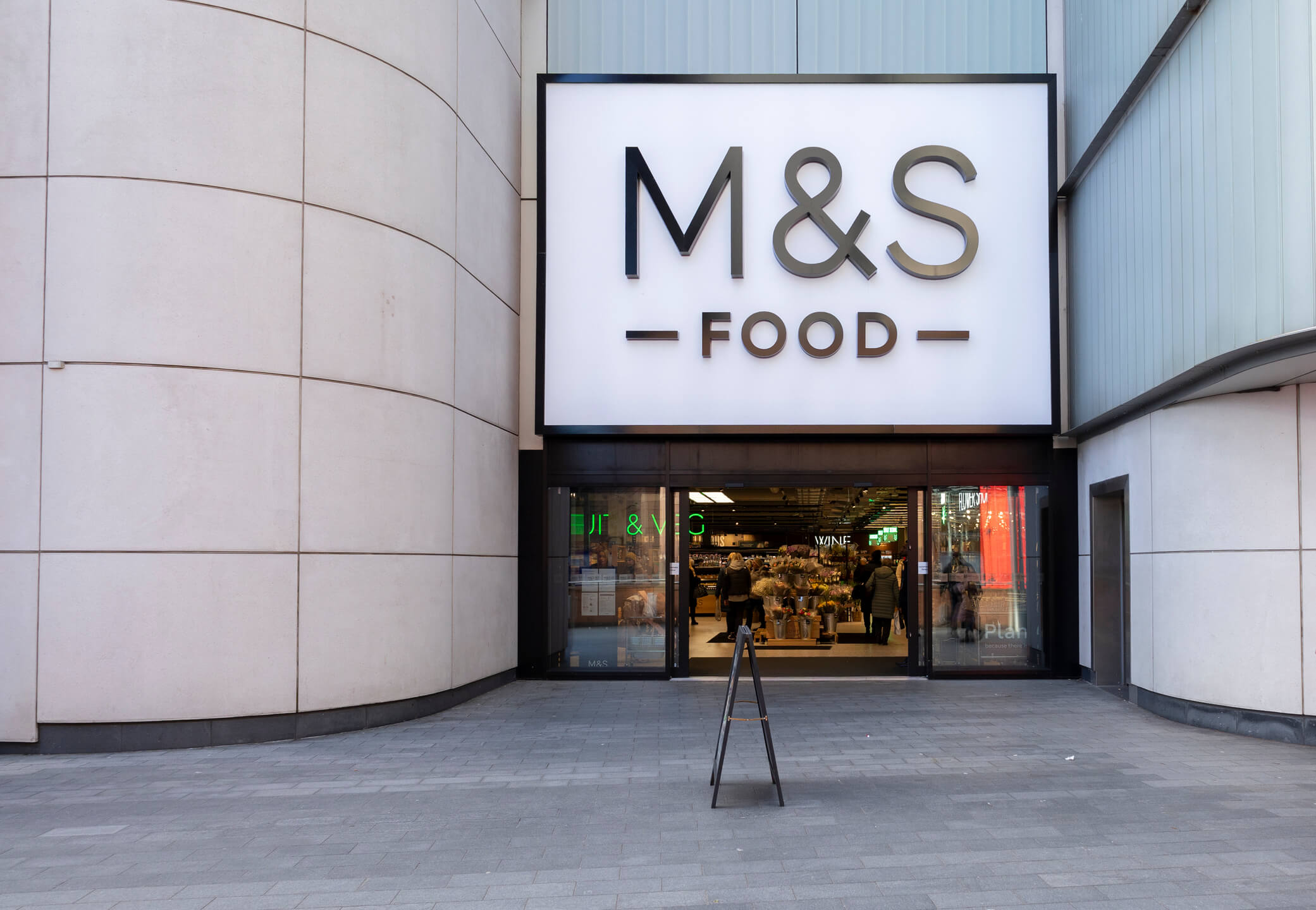 M&S food building exterior.