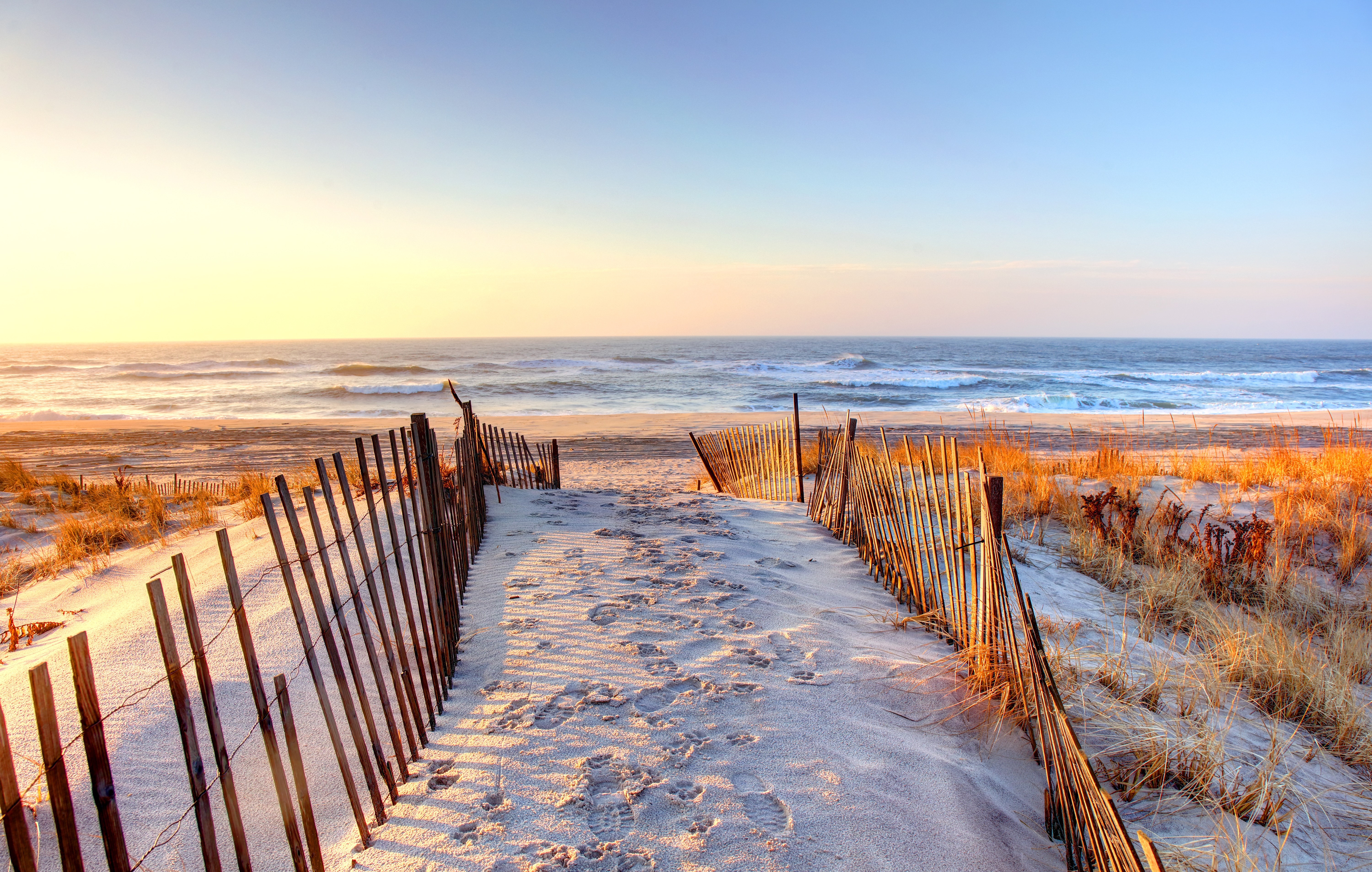 Sunset at Ponquogue Beach in Hampton Bays, New York