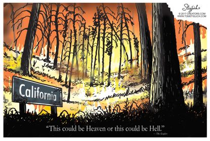 Editorial cartoon U.S. California fire