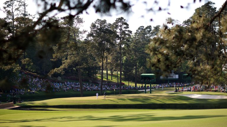 The 15th green at Augusta National during the 2021 Masters