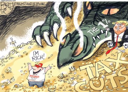 Political cartoon U.S. Trump tax reform wealthy