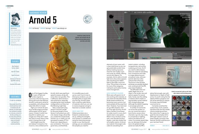All the latest software reviewed inside, including Arnold 5