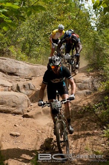Riding a rocky section