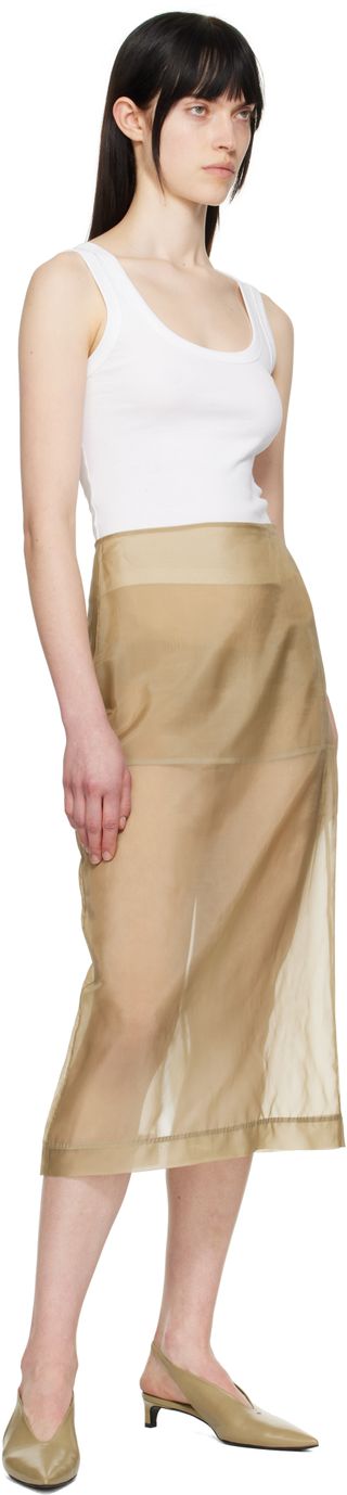 Beige Peri Sheer Midi Skirt