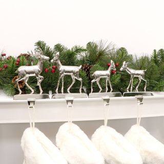 Wondershop Silver Deer Family Christmas Stocking Holder Set