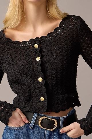 Crochet Cropped Cardigan Sweater