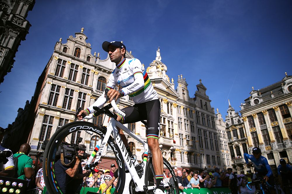 Alejandro Valverde (Movistar) at the team presentation at the Tour de France