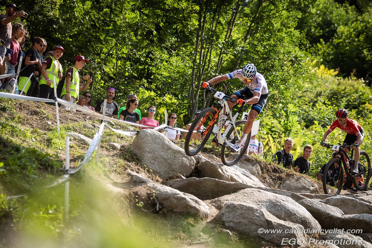 Mathieu van der Poel (Corendon-Circus) leading Mathias Fluckiger (Th&ouml;mus RN Swiss Bike Team)