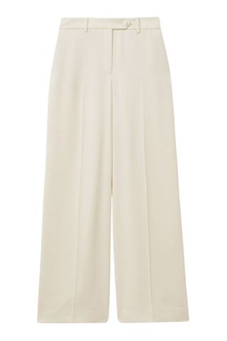 Reiss Wide Leg Split Hem Trousers in Cream