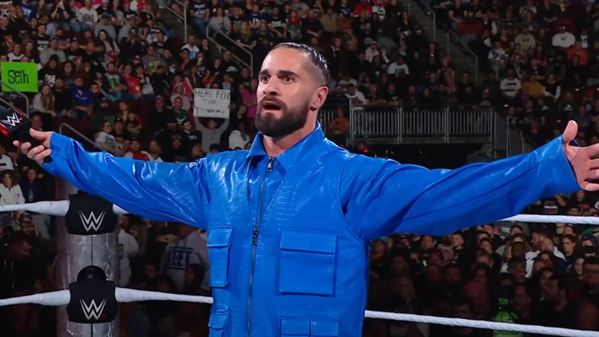 Seth Rollins in his blue outfit on Monday Night Raw