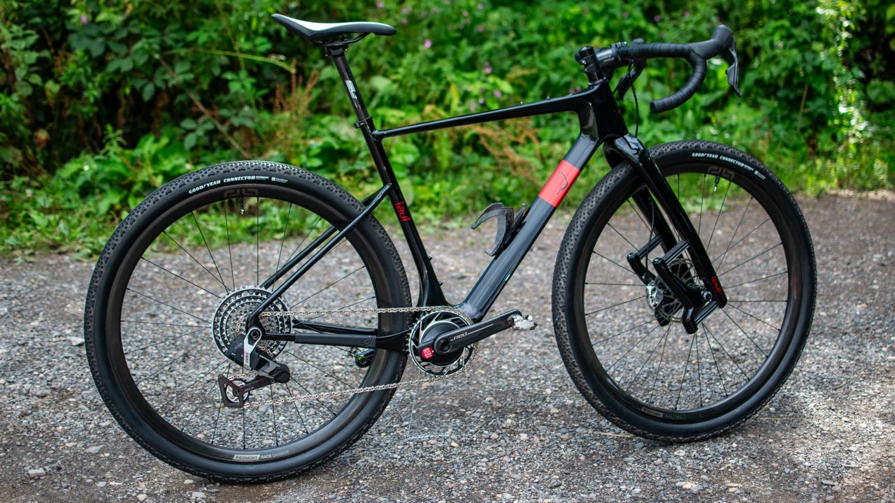 A black Lauf Siegla gravel bike