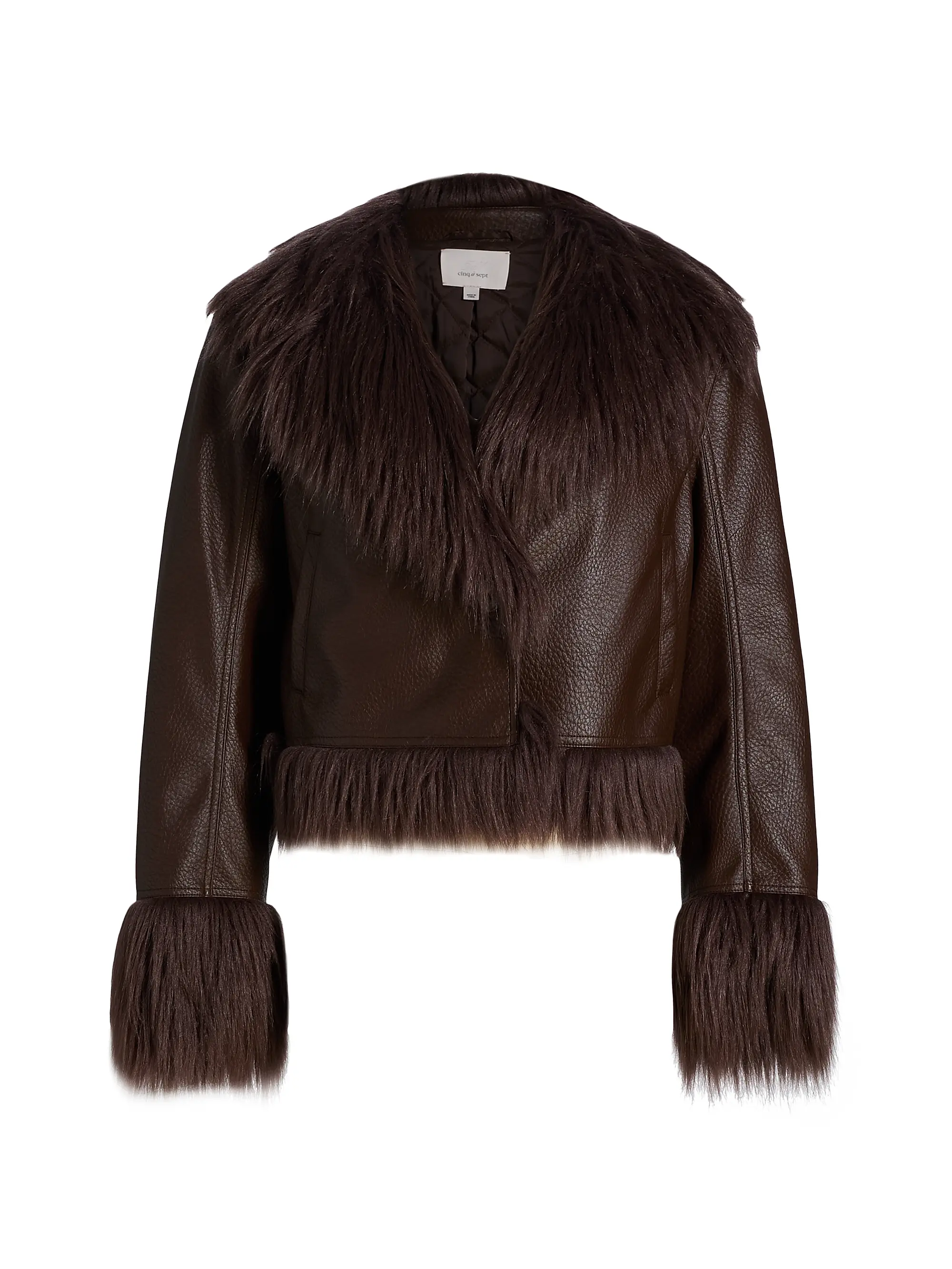 Panama Faux-Fur Trim Faux-Leather Jacket