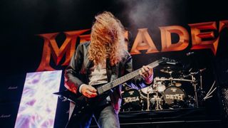 Dave Mustaine performs with his signature Kramer guitar live