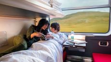 Woman and child in sleeper train