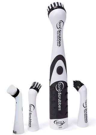 white and black sonic scrubber cleaning brush