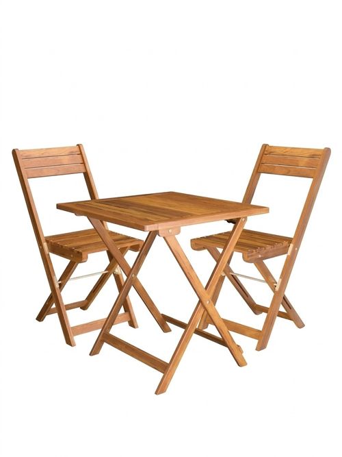 Acacia Wood 3-Piece Bistro Table and Set of 2 Chairs