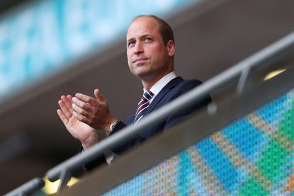 Prince William clapping and supporting the England football team at Wembley