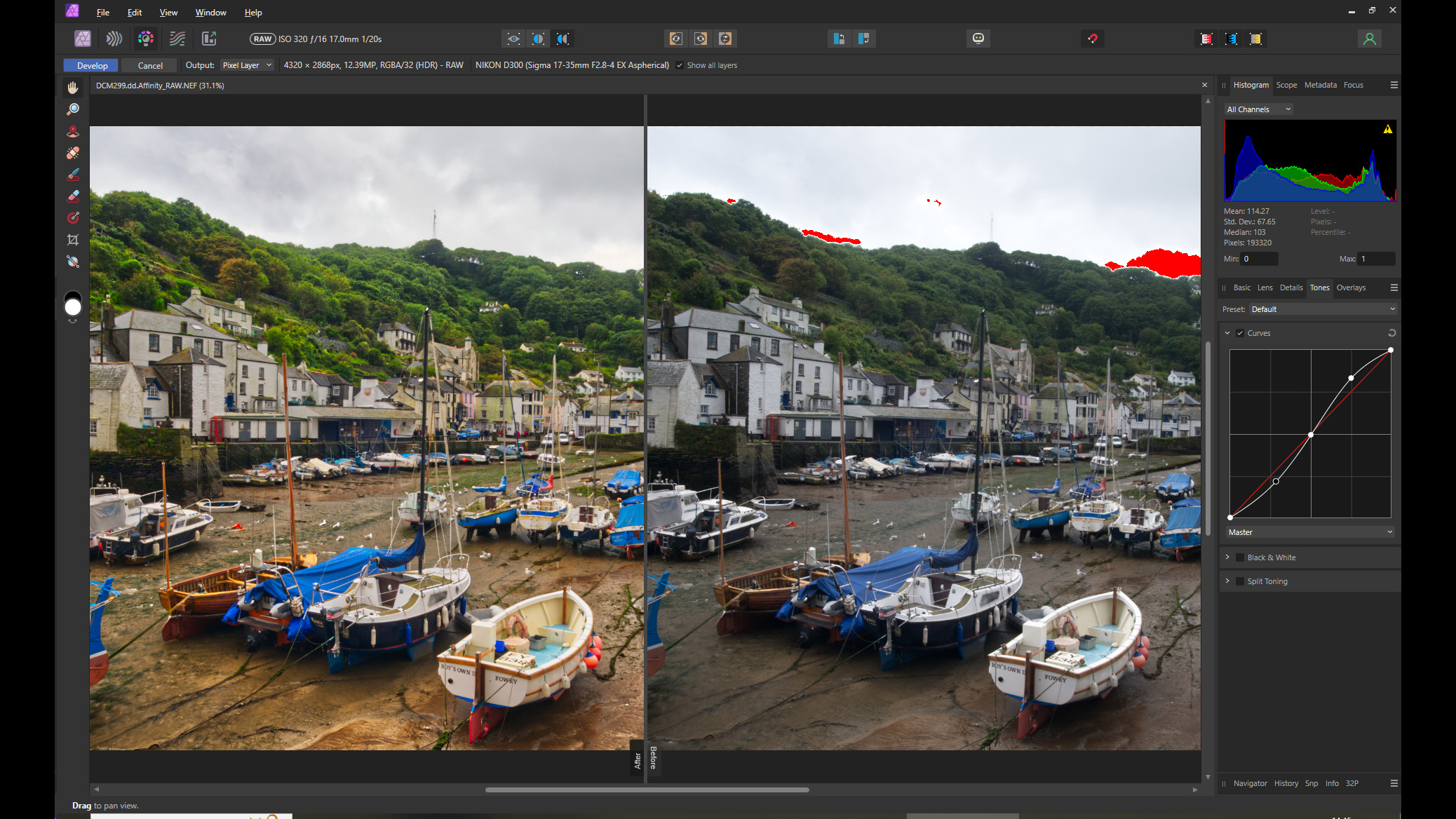Adding enough contrast and tweaking the shadows