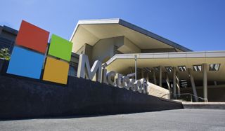 The Visitor’s Center at Microsoft Headquarters campus is pictured July 17, 2014 in Redmond, Washington.