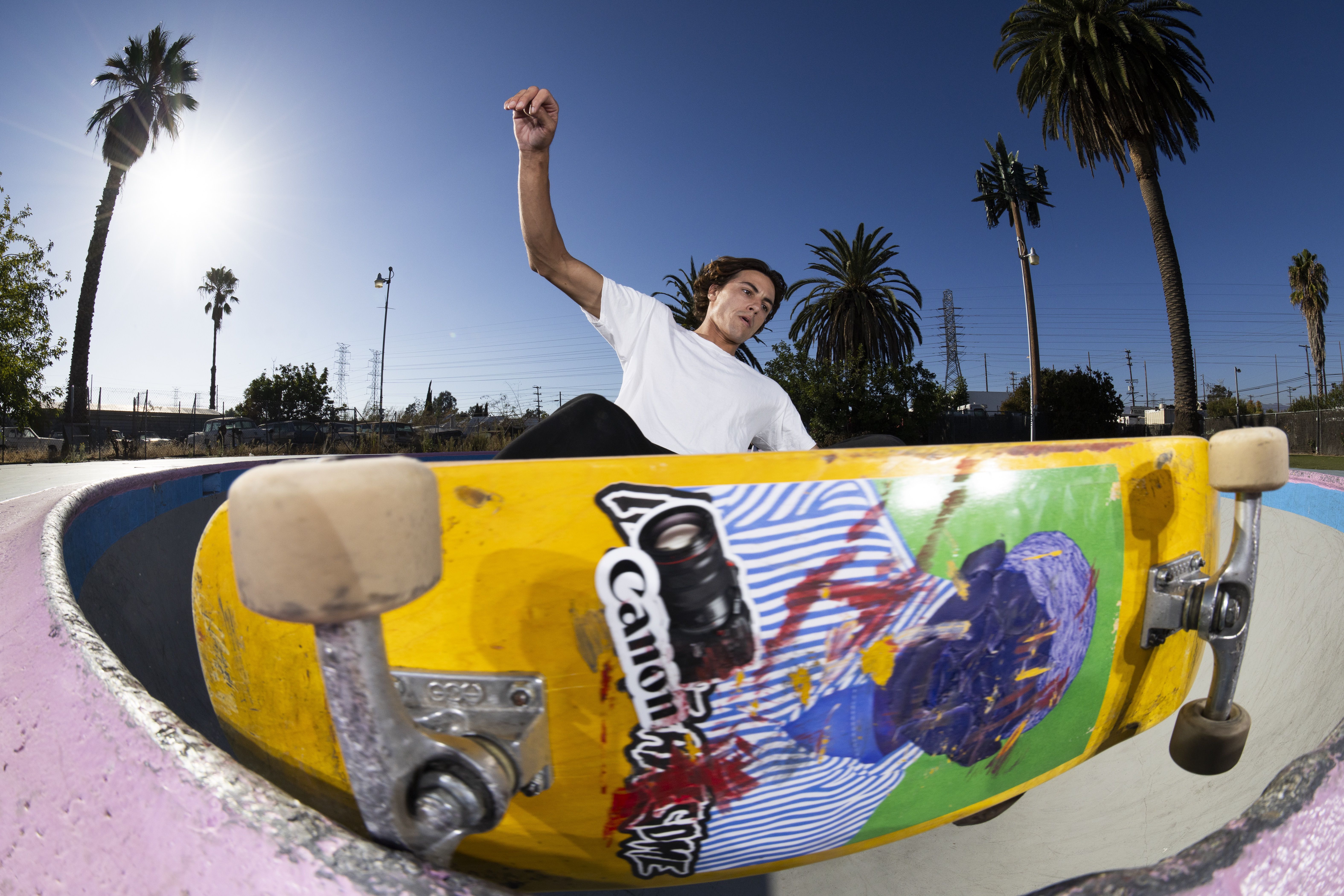Sample images of skateboarders photographed with the new Canon RF 7-14mm f/2.8-3.5 L Fisheye STM