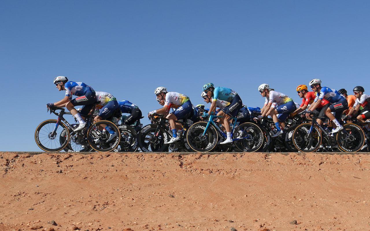 The peloton at the AlUla Tour