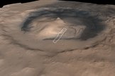 Gale Crater, which is near the Martian equator, offers access to a wide range of rock strata, including sulfates and phyllosilicates in a mountain three miles (5 kilometers) high. Curiosity could probably drive partway up this mountain, checking out layers deposited during wet periods with changing environmental conditions.