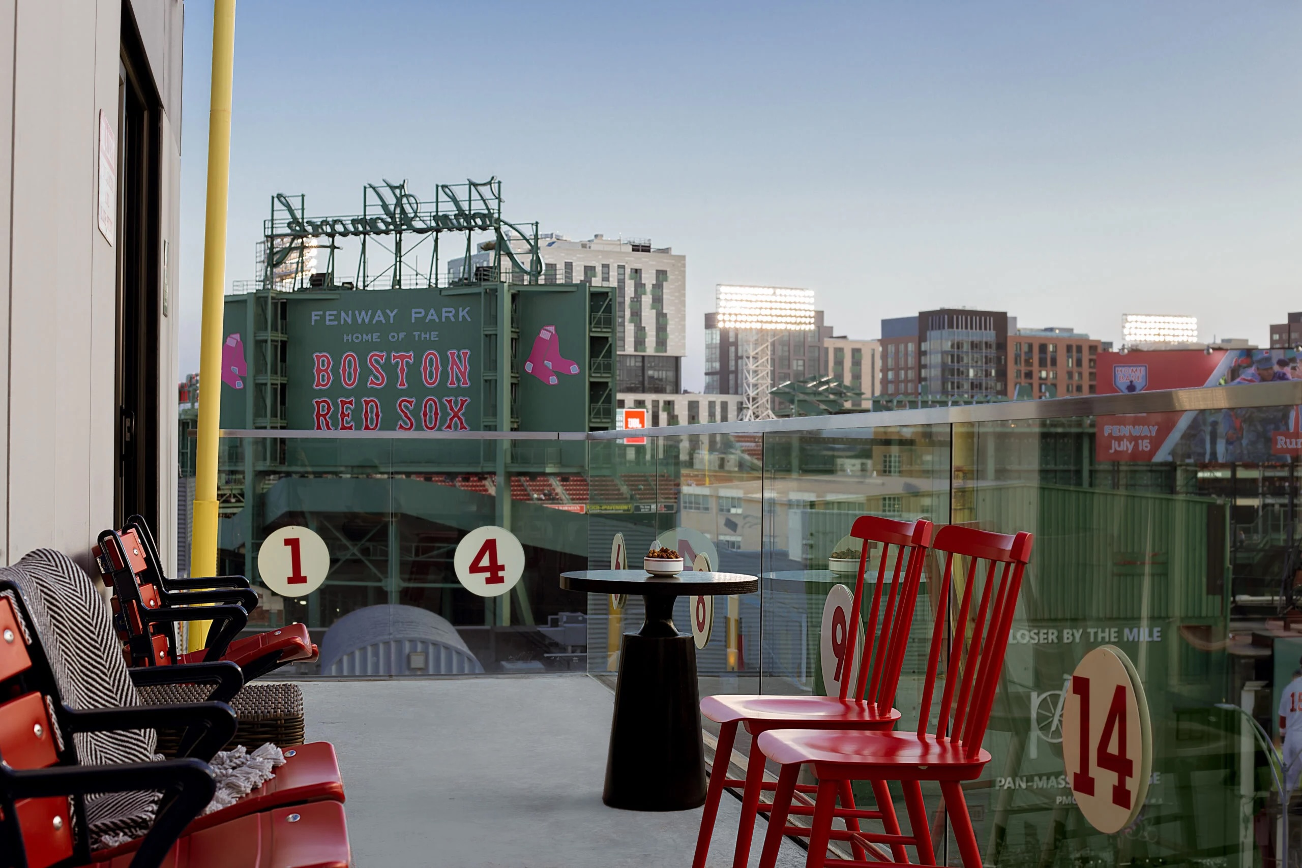 The balcony in the Fenway Park Suite