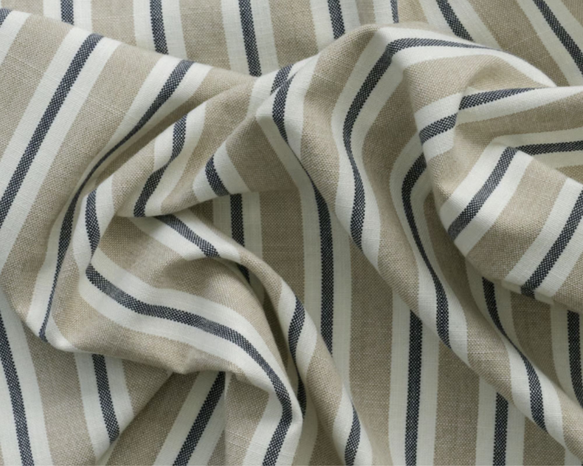 Striped cream, white and grey fabric