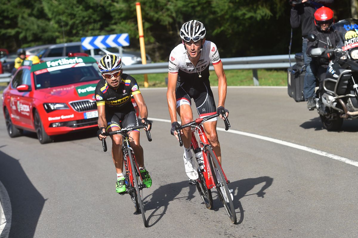 Fr&auml;nk Schleck (Trek Factory Racing) with Rodolfo Torres (Colombia)