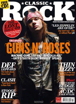 The cover of Classic Rock magazine issue 129 featuring Axl Rose