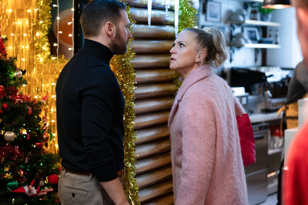 Linda Carter furiously confronts Dean Wicks in EastEnders 