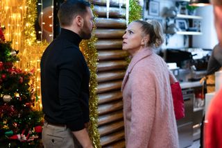 Linda Carter furiously confronts Dean Wicks in EastEnders 