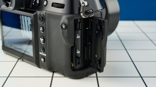 The Fujifilm GFX100S II card slots