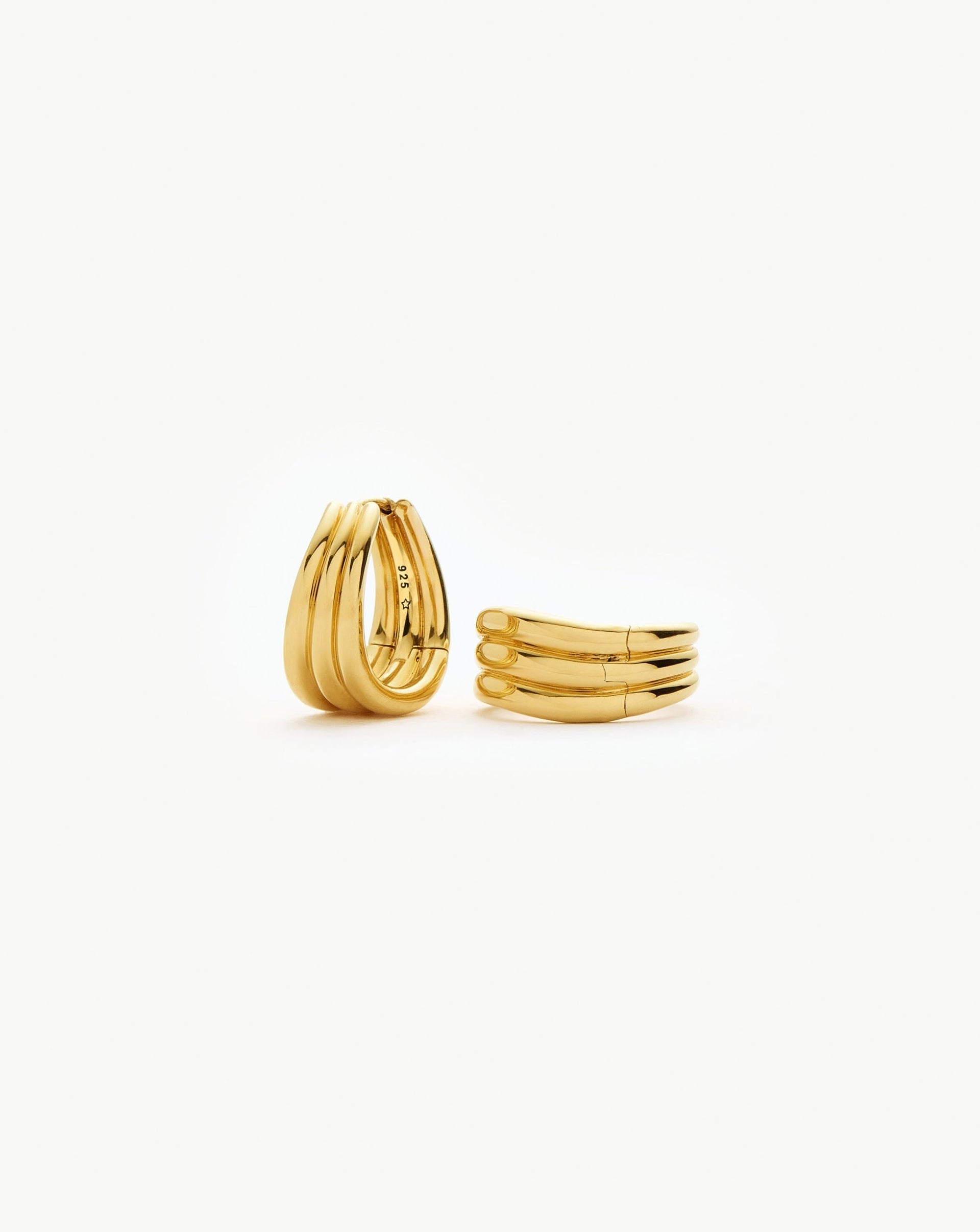 Savi Triple Ridge Hoop Earrings | 18ct Gold Vermeil - 18ct Gold Vermeil