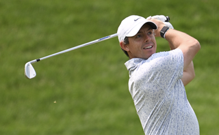 Rory McIlroy hits a wedge shot