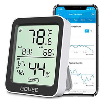 Govee Hygrometer Thermometer H5075, Bluetooth Indoor Room Temperature Monitor Greenhouse Thermometer With Remote App Control, Notification Alerts, 2 Years Data Storage Export,lcd