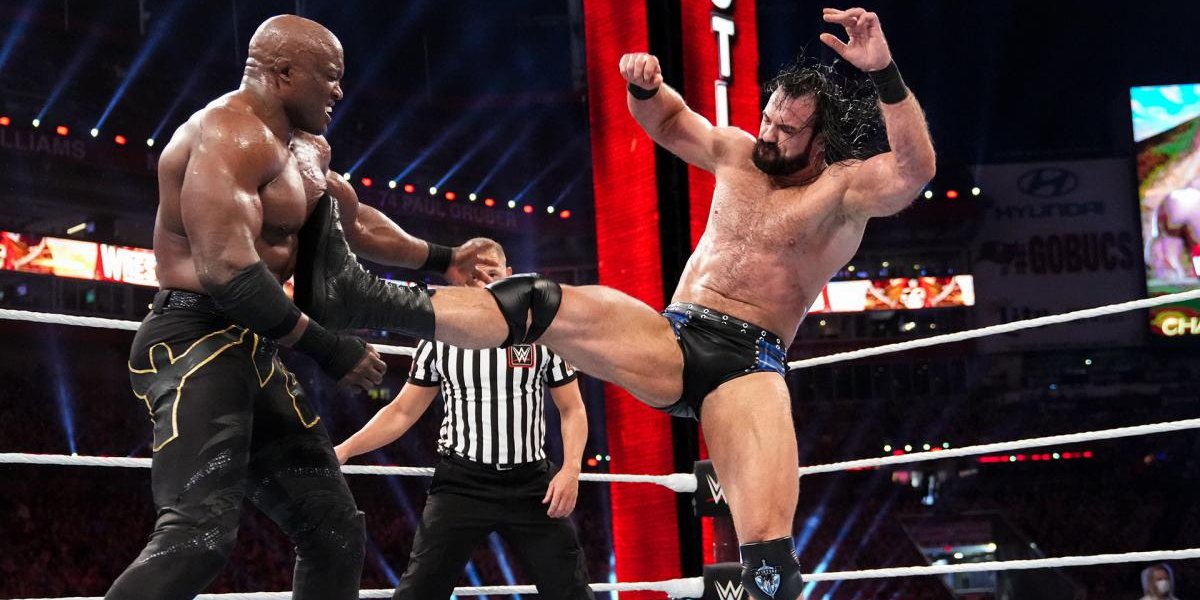 Bobby Lashley and Drew McIntyre at WrestleMania 37