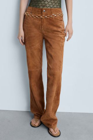 Mango Straight-fit leather trousers