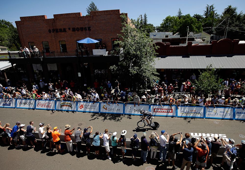 crowds line the barricades in Folsom for the 2014 Tour of California stage 3 time trial.