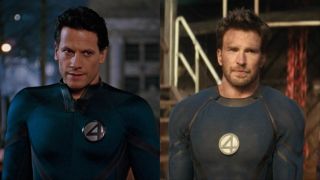 Side-by-side images of Ioan Gruffud in 2005's Fantastic Four and Chris Evans in Deadpool and Wolverine