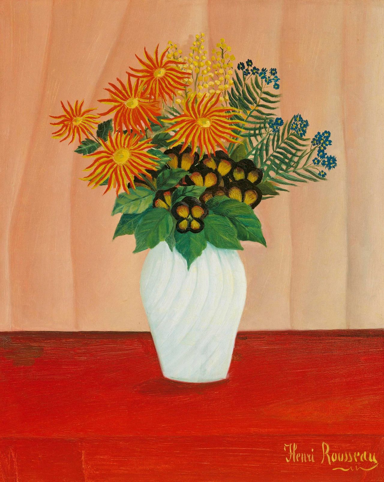 Bouquet of Flowers, about 1909–10, oil on canvas, 24in by 19½in, by Henri Rousseau (1844–1910), Tate, London.