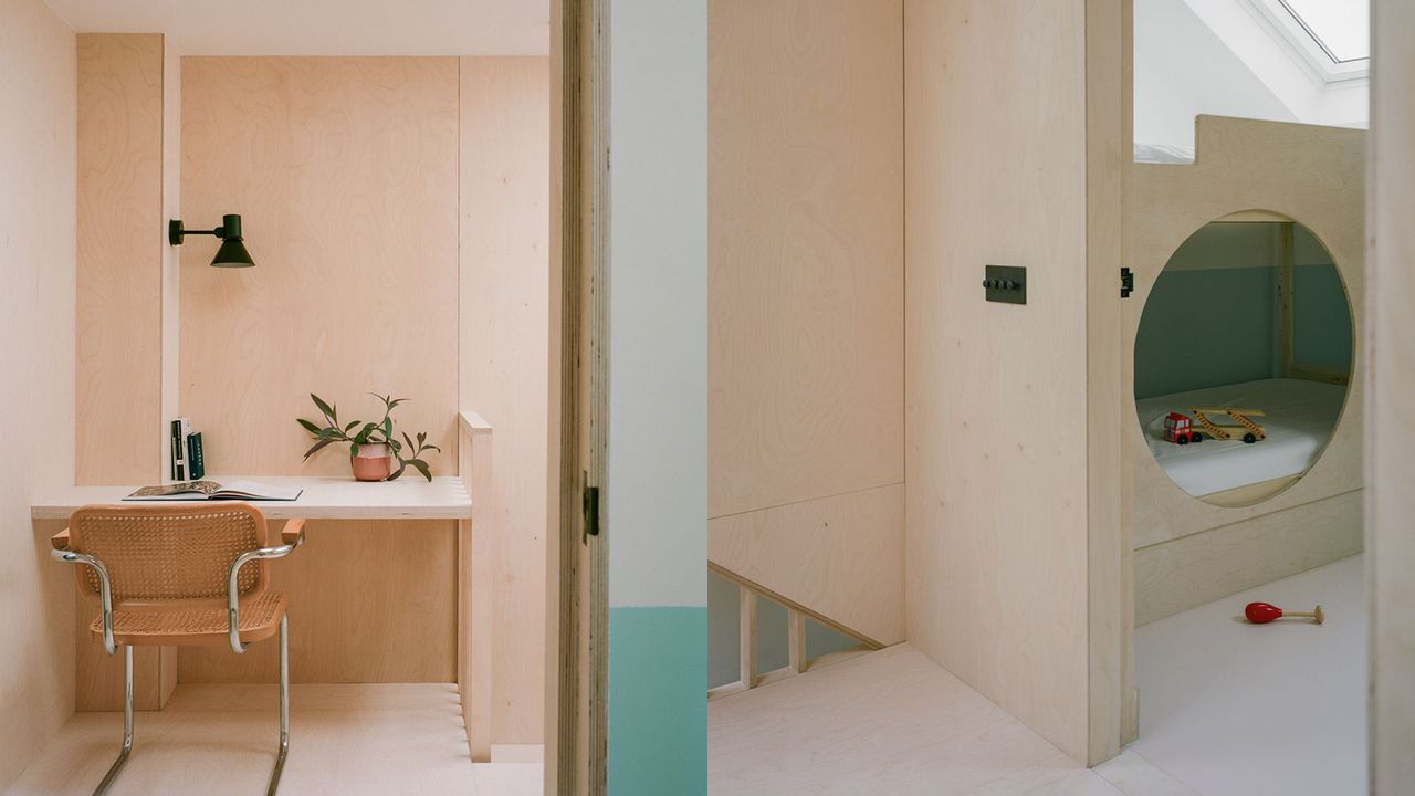 Plywood House interior showing the material