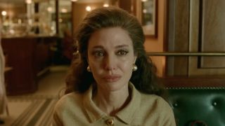 Angelina Jolie teary eyed and emotional in Netflix's Maria (2024). 