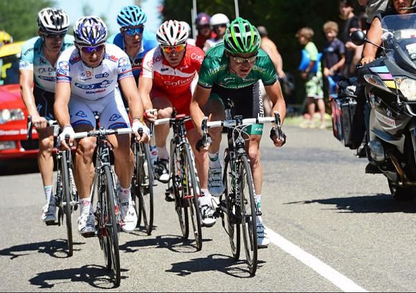 The winning break powers to Pau during stage 15 of the Tour.