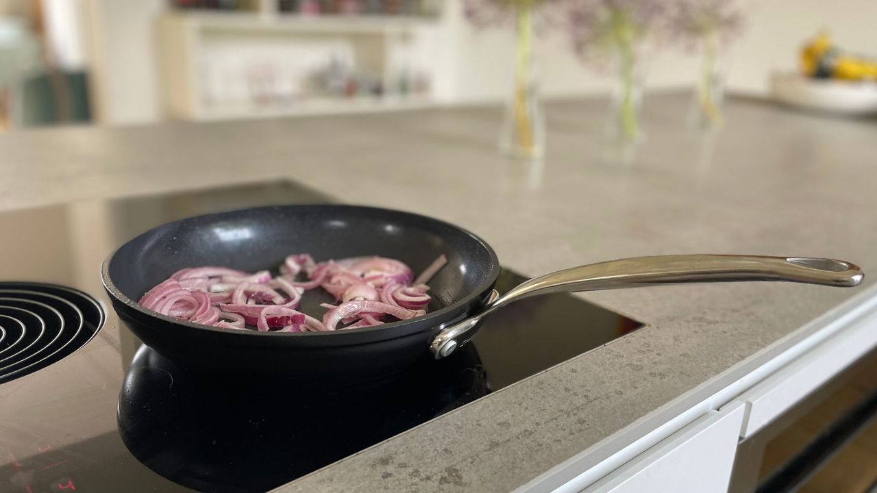 Frying onion in the GreenPan Barcelona Pro Frying Pan.jpg
