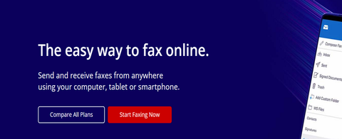 eFax webpage screenshot
