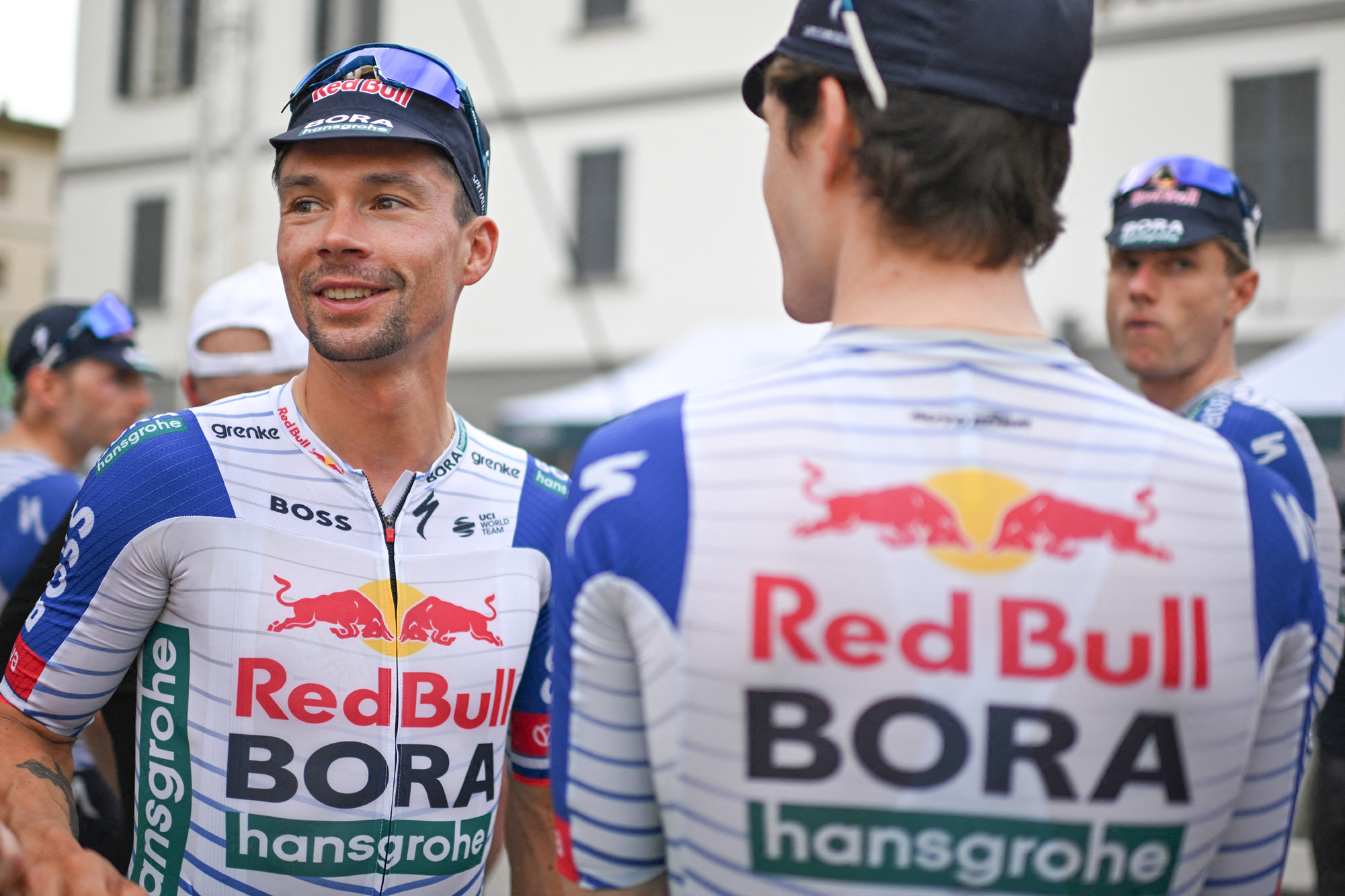 Primož Roglič among his Red Bull-Bora-Hansgrohe teammates at the 2026 Tour de Suisse