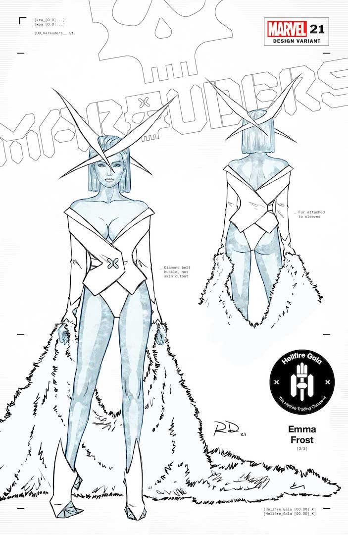 Hellfire Gala outfit designs by Russell Dauterman