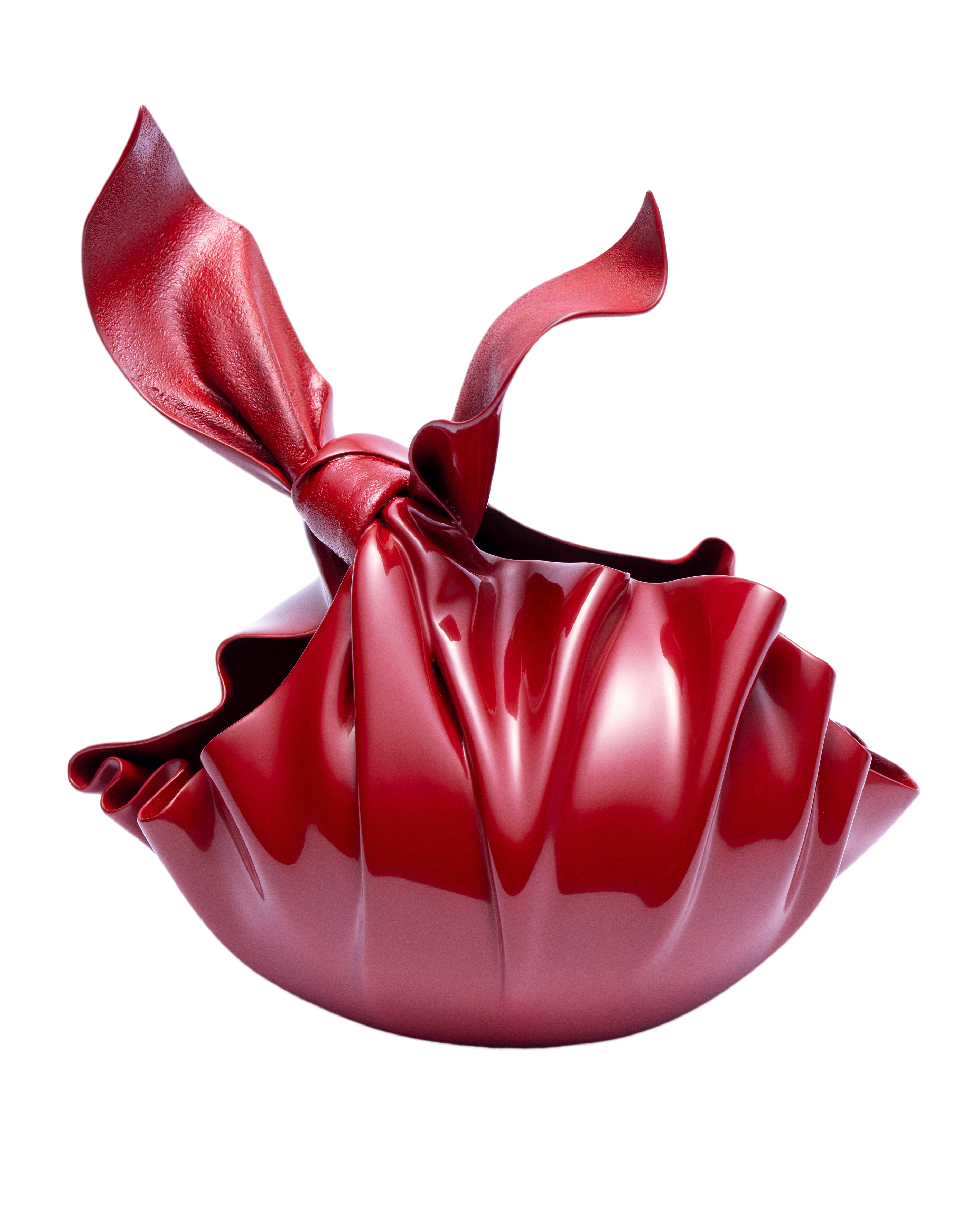 Loewe Craft Prize entry, ceramic sculpture that appears like red silk.
